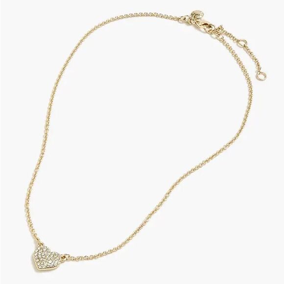 J Crew Gold Pave Heart Pendant Necklace - Picture 1 of 6